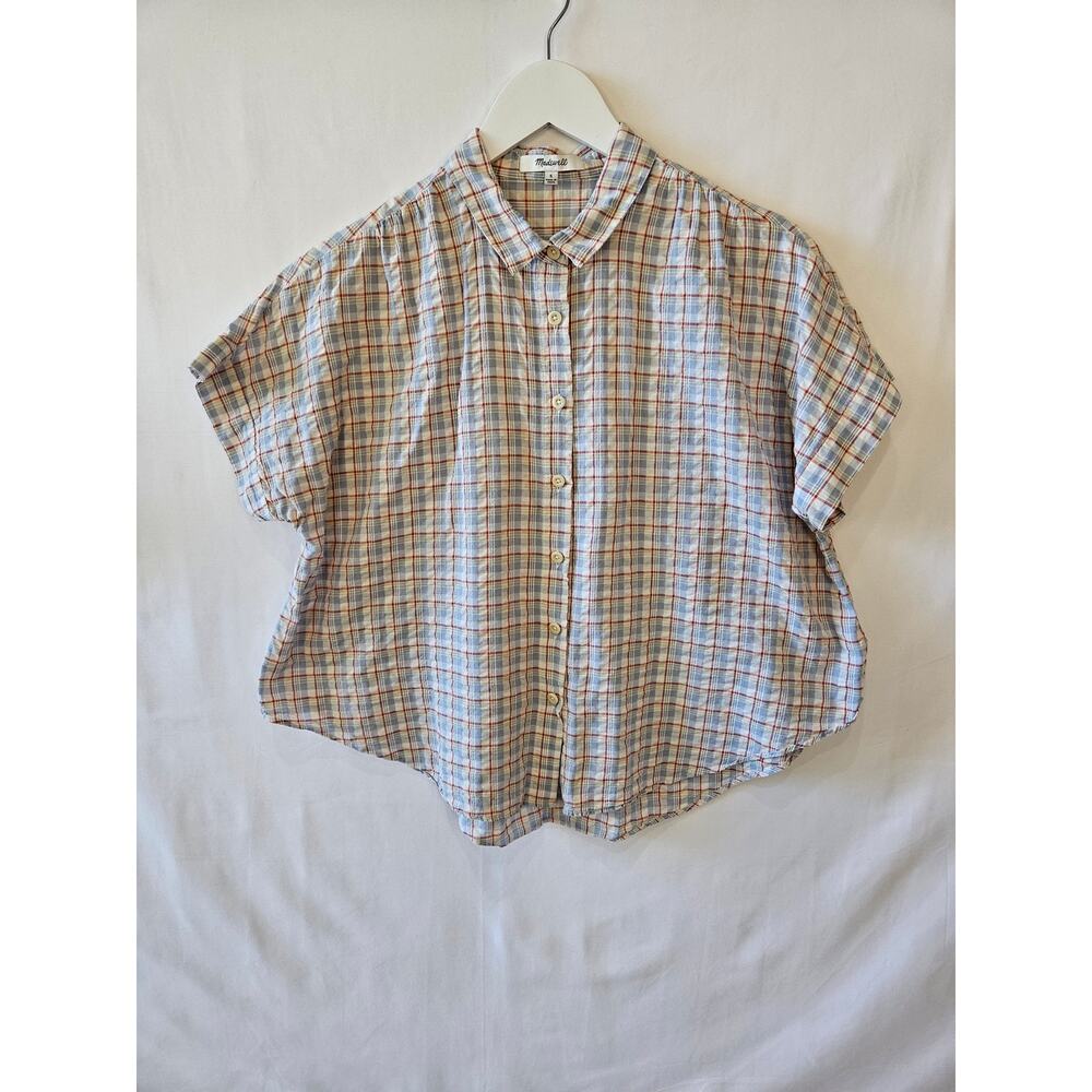 Madewell Bundle Crop Button Up Shirt Yellow Plaid Small - Picture 8 of 13